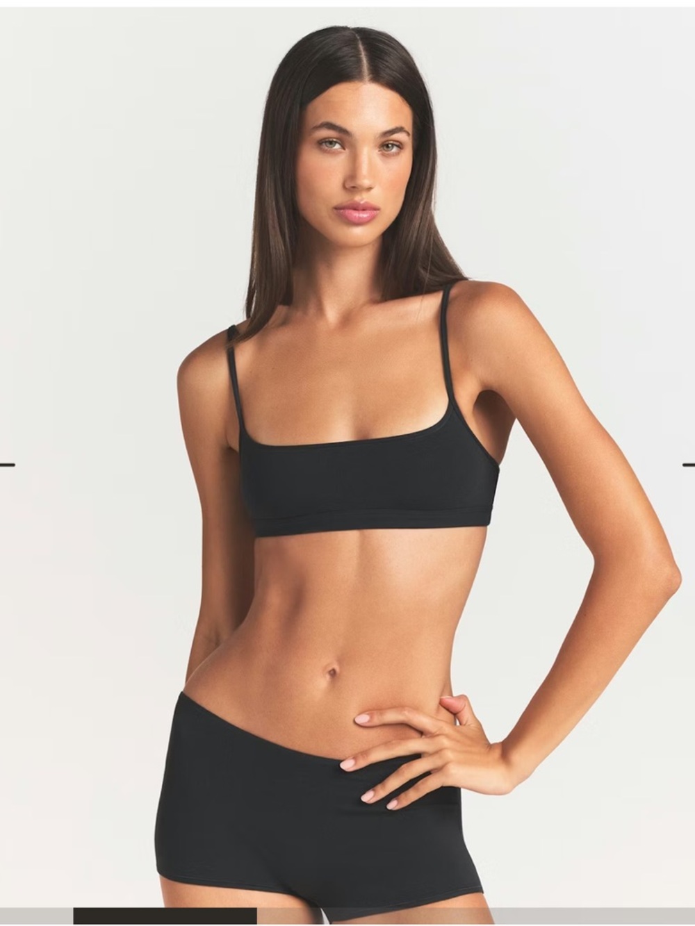 SKIMS Black Scoop Neck Bralette and Hipster Short Set